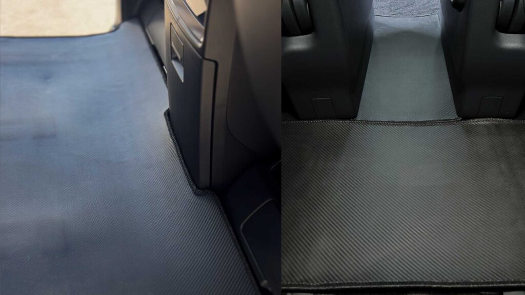 40系アルファードに装着したLサイズのラバーマット。汚れや水に強く、アウトドアや雨の日でも使いやすい車内マット