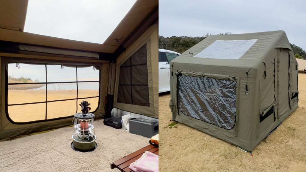 TOMOUNT LODGE AIR-8テントの天井と側面に設けられたTPU窓